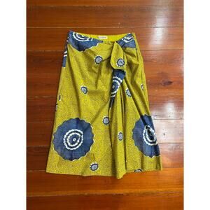 Ulla Johnson Ember Wrap Skirt 6 Mustard Floral Cotton Tie Waist Designer